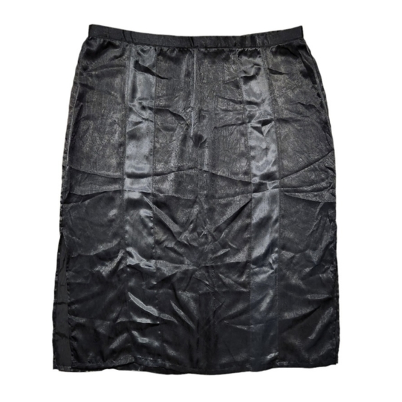 Satin/Silk Midi Slip On Skirt with Side Slits - Picture 2 of 3